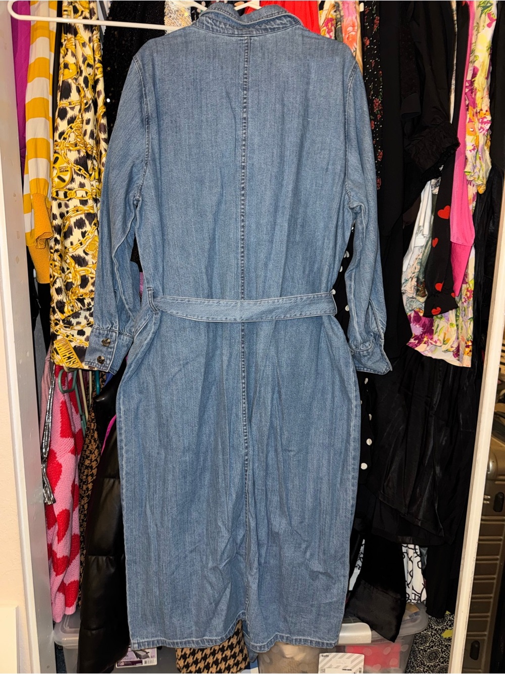 H&M Light Blue Denim Shirt Dress with Belt - Picture 2 of 3